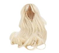 ASHATA Toy Doll Wig Blunt Bangs Long Fake Hair Mesh Cloth Cap 21-24cm for 1/3 BJD Doll DIY Simulation Modeling (Milk Gold)