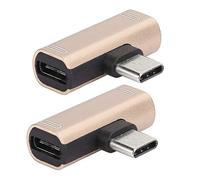 ASHATA Type C Converter, 2 Aluminum Alloy Fast Charging Stable Transfer, Tin Plated Copper Wire, 2 In 1 Headphone Usb Audio Charger Adapter (Gold)