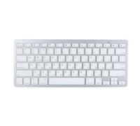 ASHATA Ultra Thin Bluetooth Keyboard Silver, Portable Russian or Arabic English Bilingual Language Keyboard for PC Laptop Tablet Cell Phone Smartphone Pad, Scissor Feet (Russian)