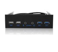 ASHATA USB Front Panel, Model ASHATAva9d2mzio7, 2 USB 3.0 + 2 USB 2.0, HD Audio Extension, Aluminium Alloy, Plug and Play, for WinXP/2003/VISTA/2008/Windows 32/64BIT/MAC