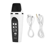 ASHATA Voice Changer Microphone, Microphone Mic Voice Changer Wireless Microphone Microphone Karaoke Speaker with 4 Voice Conversion Modes for Smartphone PC