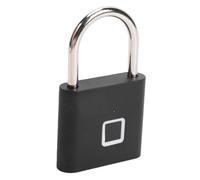 ASHATA Water Proof Fingerprint Padlock Smart Lock Keyless and Rechargeable for Backpacks Luggage 20 Fingerprints Zinc Alloy 76x46mm (Plastic Back Cover)