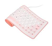 ASHATA Waterproof Silicone Keyboard,Foldable Flexible Wired USB Mini Dustproof Silent Keyboard 85 Keys,Lightweight & Portable,Soft Comfortable to Use,for PC Laptops(pink)
