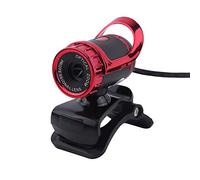 ASHATA Webcam with Microphone for PC, Clip-on HD Web Camera, 360° Rotating for YouTube Video Broadcasting, Compatible with 7/8 / XP(Red