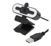 ASHATA Webcam with Ring Light & Microphone, Streaming Webcam with Lens Cover, 120°Wide Angle Camera, USB 2.0 Plug and Play Computer Web Camera, 3 Adjustable Lighting Modes