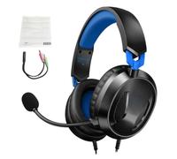 ASHATA Wired Gaming Headset Over Ear | 40mm Drivers Detachable Mic for Computer Laptop (Black Blue)