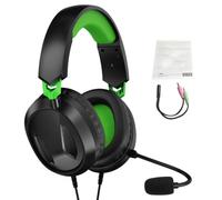 ASHATA Wired Gaming Headset Over Ear | 40mm Drivers Detachable Mic for Computer Laptop (Black Green)