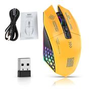 ASHATA Wireless Gaming Mouse, 3-Mode Wired/BT/2.4G Ergonomic Mouse Gaming, 12000 DPI, RGB Backlit, Rechargeable, for PC Laptop Computer (Yellow)