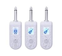 ASHATA Wireless Guitar System Seamless Connectivity Real-time Transmission for Electric Guitar Bass Plug and Play for Musicians ABS White (1 Receiver with 2 Microphone)