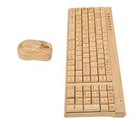 ASHATA Wireless Keyboard and Mouse Combo, Handcrafted Bamboo 2.4G Full Size Cordless Keyboard Mouse Combo with USB Receiver, 1200DPI, OTG Support