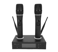 ASHATA Wireless Microphones, Wireless Dynamic Anti Howling Plug and Play Microphone System Set with Dual Mics Rechargeable Receiver for Singing Karaoke Speech Home