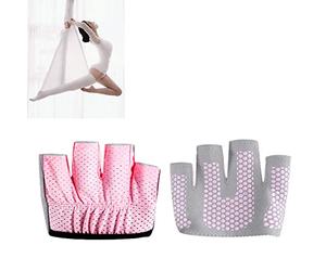 ASHATA Women's Micro Yoga Pilates Gloves, Anti Slip 4 Finger (Pink S