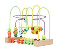 ASHATA Wooden Bead Maze Activity Cube for Toddlers 1-3, Roller Coaster Educational Toy with Fruits Slide Abacus, Counting Math Learning Sensory Toys, Fine Motor Skills Indoor Games Gift