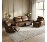 Ashby Electric Recliner Sofa Suite - 2.5+1+1 Seater - Tan - Leather