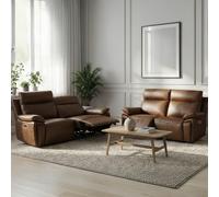 Ashby Electric Recliner Sofa Suite - 2.5+2 Seater - Tan - Leather