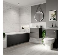 Ashby Slim Edge Straight Single Ended Bathroom Suite including Furniture Set with Minimalist Basin | Graphite Grey | ABS Polished Chrome | 1800mm x 800mm
