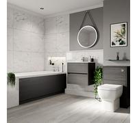 Ashby Slim Edge Straight Single Ended Bathroom Suite including Furniture Set with Minimalist Basin | Graphite Grey | ABS Polished Chrome | 1700mm x 800mm