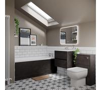 Ashby Slim Edge Straight Single Ended Bathroom Suite including Furniture Set with Minimalist Basin | Metallic Slate | ABS Polished Chrome | 1700mm x 750mm