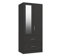 Ashdown 2 Door 2 Drawer Mirror Wardrobe - Dark Grey