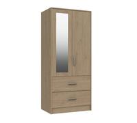 Ashdown 2 Door 2 Drawer Mirror Wardrobe - Oak Effect