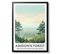 Ashdown Forest, Vintage UK Railway Wall Art, Retro Travel Natural Beauty Postcard Home Decor Gift Idea, Archival Matte, A5 (Framed) - 21x14.8cm
