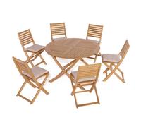 Rowlinson Ashdown Folding 6 Seat Round Dining Set With Cushions