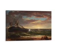 Asher Brown Durand Painter's Artwork Stranded Ship Posters Wall Art Scroll Canvas Picture Living Room Decor Home 16x24inch(40x60cm)