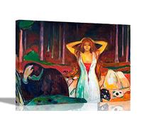 Ashes by Edvard Munch Canvas Prints Stretched and Framed Wall Art Poster Pictures Artwork for Home Work Livingroom 30 x 20cm (12 x 8 inches) A4