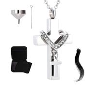 Ashes Necklace | Ashes Pendant Jewelry,Compartment Cross Urn Pendant Necklace for Cremation, Remembrance, Travel, Outdoors, Home Display