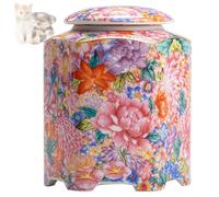 ashes urn， 490ml, Handmade Ceramic Pet Cremation Urn, Big Decorative Urns(Black)
