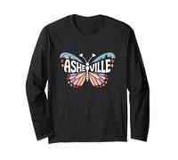 Asheville Butterfly - North Carolina Mountain City Word Art Long Sleeve T-Shirt