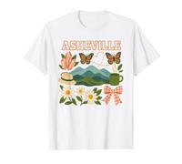 Asheville North Carolina Mountain Butterfly Cottagecore Art Value Graphic T-Shirt, Men, White, XL