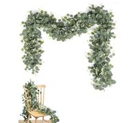 Asheyya 2 Pcs Artificial Eucalyptus Garland, 5.9FT Fake Ivy Eucalyptus Leaves Vines for Table Home Wedding Indoor Outdoor Decor