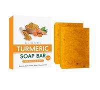 Asheyya 2 Pcs Kojic Acid Soap, Handmade Organic Lemon Turmeric Soap for Acne Dark Spots and Smooth Skin