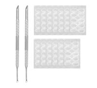Asheyya 2 Pcs Metal Nail Cuticle Pusher Etching Scraper Tool for Gel Dirt Remover with 130pcs 100 Eye Sandpapers