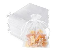 Asheyya 200 Pcs Organza Bags Medium, 10 x 15cm White Favour Bags with Drawstring for Wrapping Weddings, Parties Festival Gifts