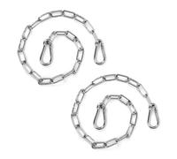 Asheyya 2PCS Stainless Steel Chain, 20 Inch Gate Chain Lock with Both-Ended. Security Door Chain Link for Outdoor Fences, Pet Cages, Cow Corral Supplies(Silver)