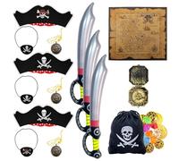 Asheyya 35 Pcs Pirate Accessories Decoration, 3 Set Pirate Accessories with Hat Eye Patch