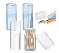 Asheyya 4PCS Cotton Bud Holder for Travel, Cotton Pad Dispenser, Toothpick Holder with Dustproof Lid for Swab Toothpicks