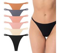 Asheyya 6 Pcs G String Thongs for Women, Breathable Ice Silk Sexy Low Waist Seamless Thong Multipack