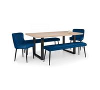 Ashfield Berwick Dining Table, 2 Luxe Low Blue Benches & 2 Luxe Blue Chairs