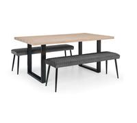 Ashfield Berwick Dining Table & 2 Luxe Low Grey Benches
