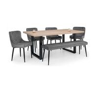 Ashfield Berwick Dining Table, Luxe Low Grey Bench & 4 Luxe Grey Chairs