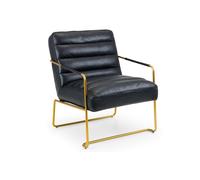 Ashfield Black Faux Leather Armchair with Gold Metal Frame Ashfield Black