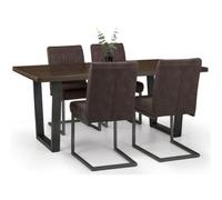 Ashfield Brooklyn Dining Table Dark Oak & 4 Charcoal Chairs