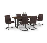 Ashfield Brooklyn Dining Table Dark Oak & 6 Charcoal Chairs