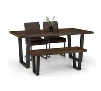 Ashfield Brooklyn Dining Table Dark Oak, Bench & 2 Charcoal Chairs