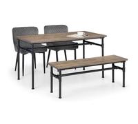 Ashfield Carnegie Dining Table, Bench & 2 Luxe Grey Chairs
