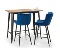 Ashfield Grafton Bar Table & 2 Luxe Blue Bar Stools