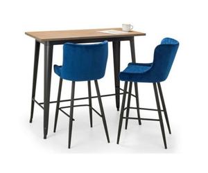 Ashfield Grafton Bar Table & 2 Luxe Blue Bar Stools